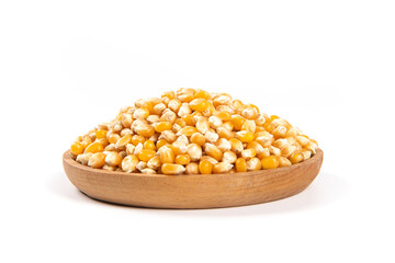 dry corn isolated on white background.Unpopped popcorn