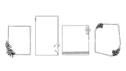 Frames in greek style isolated clip arts bundle, square and rectangular black and white greece frames set, floral fern leaves decorative frames for text - vector kit © Maria Zamchiy 