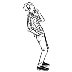 なるほど　男性　ビジネス　線画　ベクター