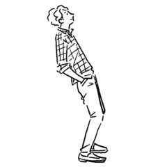 なるほど　男性　ビジネス　線画　ベクター