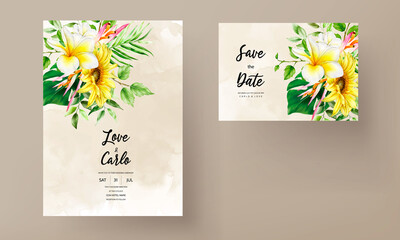 beautiful watercolor summer floral wedding invitation card