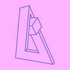Optical illusion logo. Impossible shapes. Sacred geometry figures. Abstract eternal geometric objects. Impossible endless outline shape. Optical art. Impossible geometry shape on a pink background.