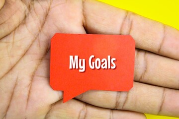 a conversation box in the palm of your hand with the words my goals