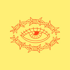vector illustration of an eye with a chain