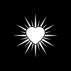Shining heart logo isolated on dark background