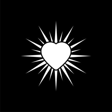 Shining heart logo isolated on dark background
