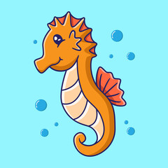 cute seahorse with air bubbles. suitable for children's screen printing shirts,