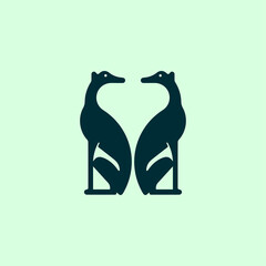 vector illustration of two dog silhouettes