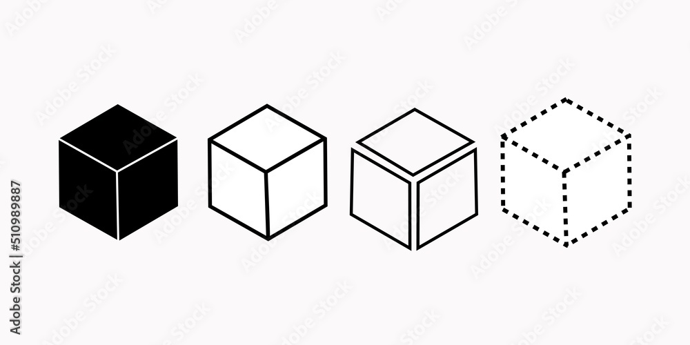 Aufkleber set of cube icon set with perspective 3d model of a cube. vector illustration. isolated on white bac