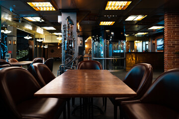 Interior of a dark pub loft interior