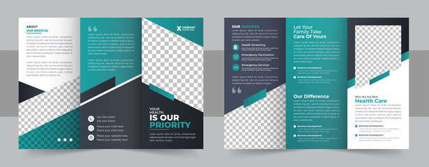 Creative medical Clinic Trifold Brochure Layout, Medical & healthcare trifold brochure template