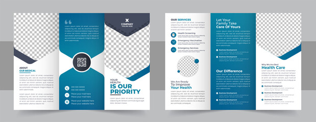 Medical Clinic Trifold Brochure Layout, Medical & healthcare trifold brochure
