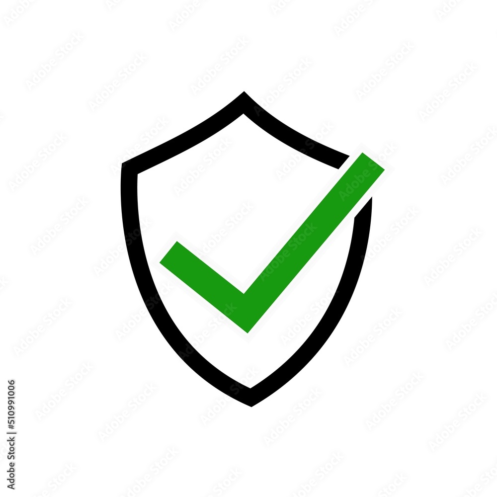 Poster shield with checkmark symbol for download. vector icon