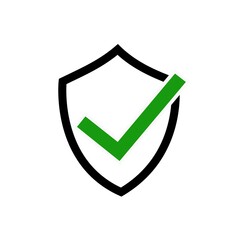 Shield with checkmark symbol for download. Vector icon