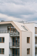 Modern residential apartment house complex, outdoor facilities concept