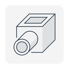 Precast concrete manhole product and sewer pipe vector icon for access to cleaning by construction, install in stormwater, rainwater, wastewater or sewage drainage system by connect to drain gutter.
