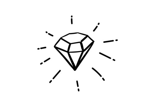 Doodle drawing Diamond with radiance.