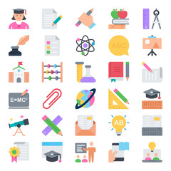 Flat color icons for Education.