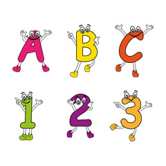 Character design vector illustration with letters A B C