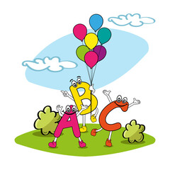 Character design vector illustration with letters A B C