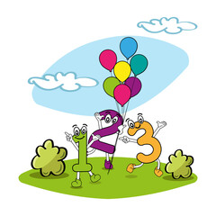 Character design vector illustration with 123 numbers
