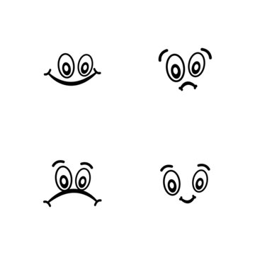 Smiling and sad face icons for vector character designs