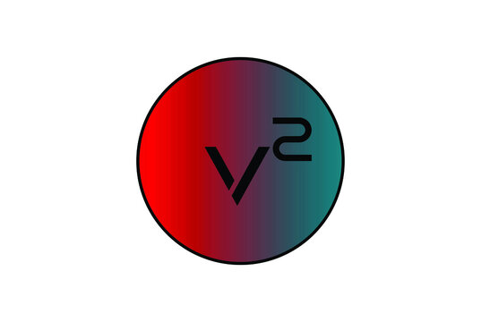letter V2 logo vector design with circle