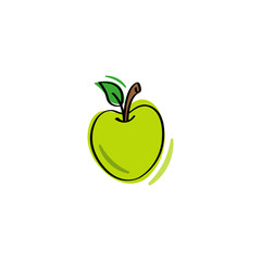 Green apple vector illustration. Icon for healthy eating and wellness designs.
