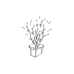 Vector illustration of gift box with hearts inside