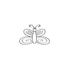 Linear butterfly icon. Butterfly character design.