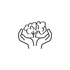 Vector illustration of tree icon in hand icon. For natural and nature conservation designs.