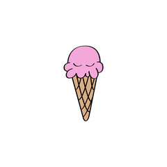 Cute ice cream vector illustration with cone