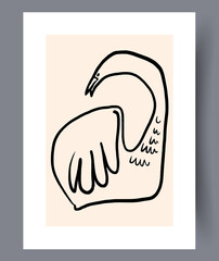 Scandinavian abstract wall art. Minimalistic art vector poster. Hand drawn minimalism design for interior. Printable bundle. Vector illustration. 