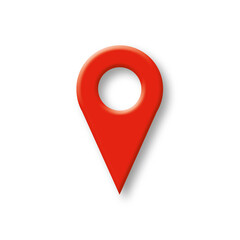 Location icon or pin and map pointer isolated on white background. shadow overlay. illustration of 3D design style.