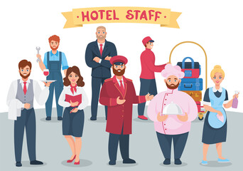 Obraz premium Hotel Staff Members Composition