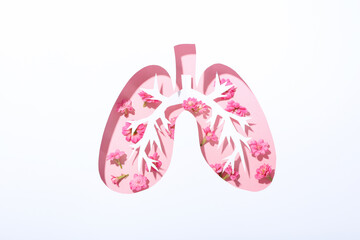 World lung day concept with pink flowers