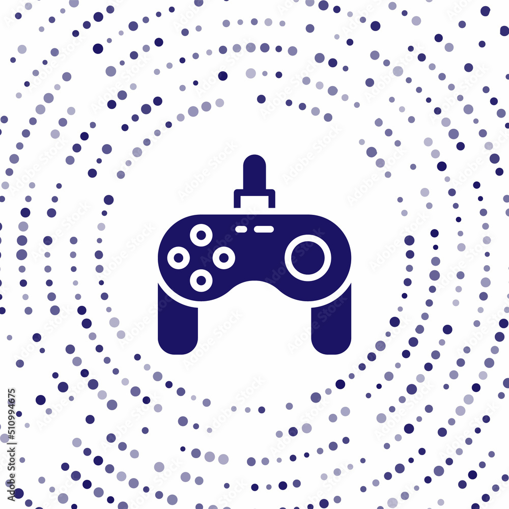 Poster blue gamepad icon isolated on white background. game controller. abstract circle random dots. vector