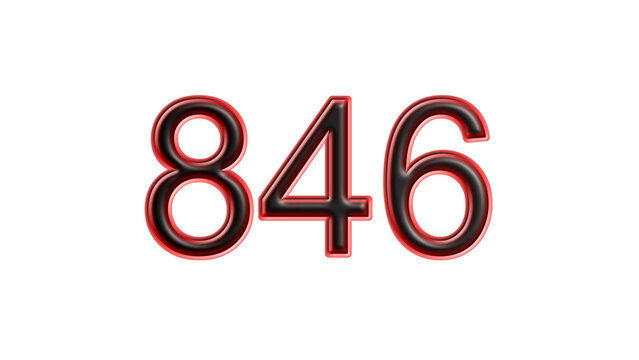 red 846 number 3d effect white background