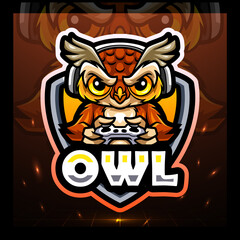 Owl bird esport logo mascot design