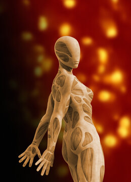Female robot, illustration