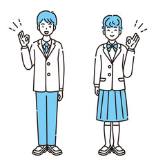 高校生　全身　人物