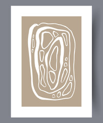 Neutral minimalistic art wall posters in boho style. Abstract printable art works for interior design. Vector illustration. 