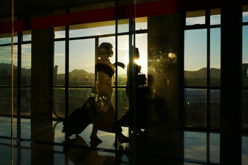 silhouette of a person at the airport