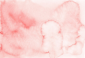 Watercolor pastel coral background texture. Light red stains on paper, hand painted. Liquid overlay