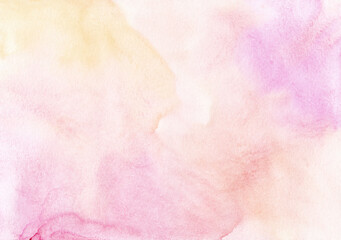 Abstract pastel yellow and pink watercolor background texture, hand painted. Aquarelle soft painting wallpaper.