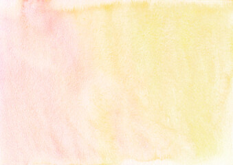 Watercolor pastel yellow and orange gradient background texture. Light peach stains on paper, hand painted.