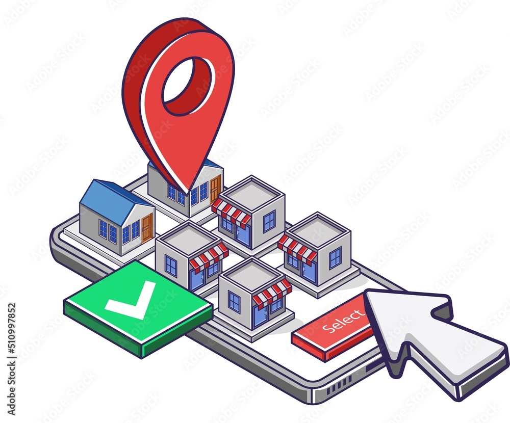 Fototapete selecting a store location in the map app
