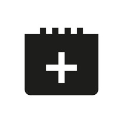 Calendar plus solid icon. Add new event glyph vector symbol.
