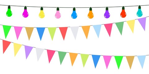 3d multicolored garlands on a white background
