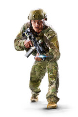 Soldier special forces isolated on the white background. Military concept of the future.
